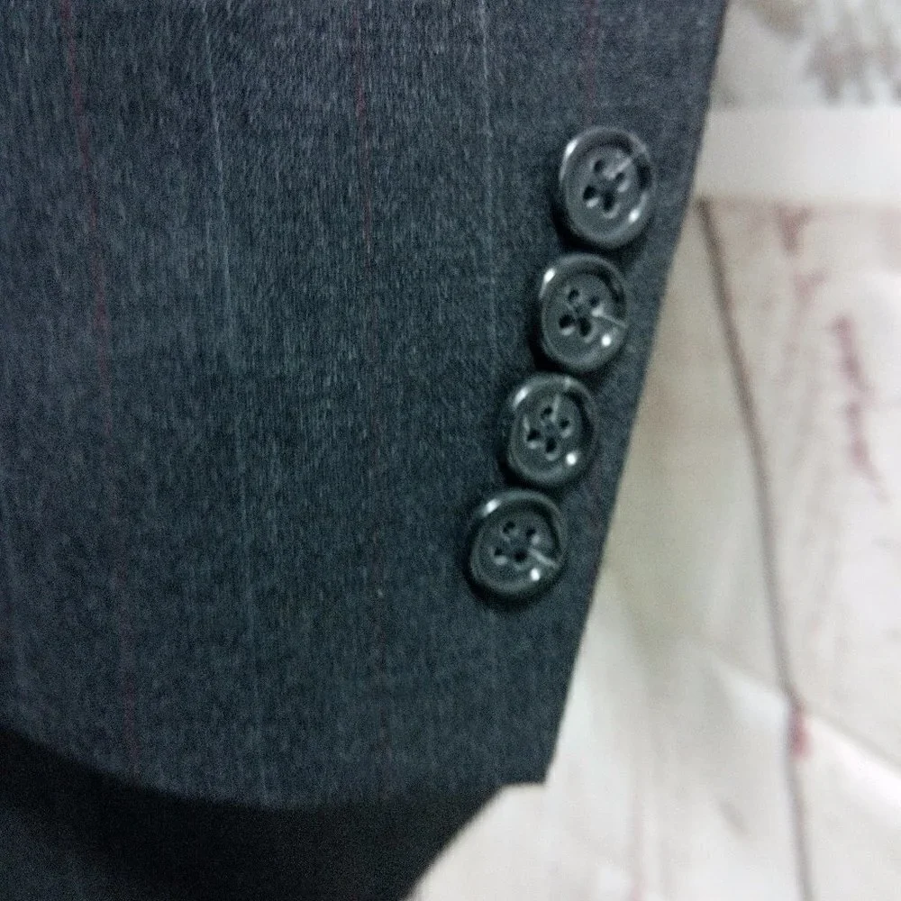 Hart Schaffner Marx Custom Made 44R Charcoal Striped Suit Blazer Sport Coat